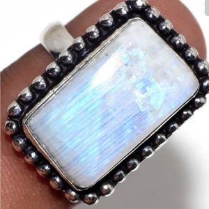Rainbow Moonstone 925 Silver Plated
Gemstone Ring